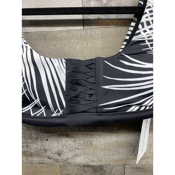 Athleta Bikini Top Adriata Retro Palm Black White Quickdri Women Sz S NWT - Picture 2 of 5